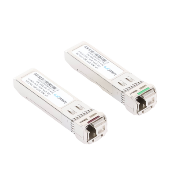 Transceptores Ópticos Industriales Bidireccionales SFP+ (Mini-Gbic) / Monomodo 1270 & 1330 nm / 10 Gbps / 10GBASE / Conector LC/UPC Simplex / DDM / Hasta 3 km / 2 Piezas
