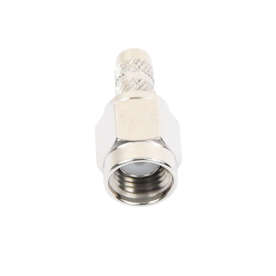 Conector SMA Macho de anillo plegable para cable RG-58/U, Niquel / Oro / Teflón.