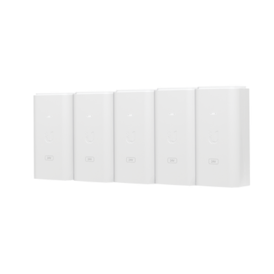 5 Unidades del Adaptador PoE Ubiquiti de 24 VDC, 0.5 A con puerto Gigabit, color blanco