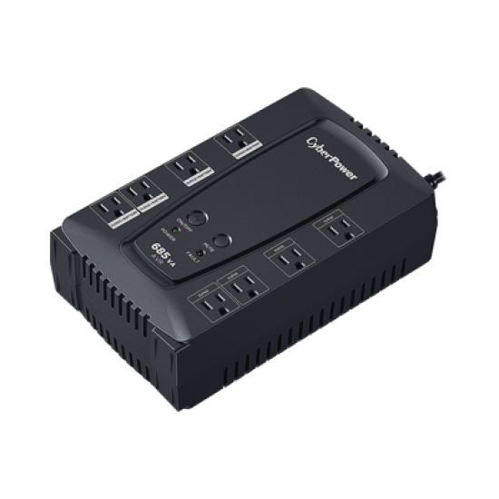 UPS de 685 VA/390 W, Topología Línea Interactiva, Entrada 120 Vca NEMA 5-15P, Tipo Gabinete Compacto, Con 8 Tomas NEMA 5-15R
