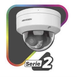 [Dual Light + ColorVu] Domo IP 4 Megapixel / Lente 2.8 mm / 30 mts IR + 30 mts Luz Blanca /  Microfono Integrado / Audio y Alarmas I/O / Exterior IP67 /  IK10 / WDR 130 dB / ACUSENSE / Captura Facial / ACUSEARCH / ColorVu 2.0