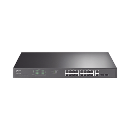 Switch no administrable de 16 puertos 10/100/1000Mbps y PoE af/at, 2 puertos SFP hasta 250W.