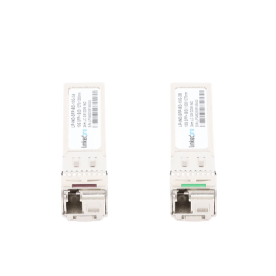 Transceptores Ópticos Industriales Bidireccionales SFP+ (Mini-Gbic) / Monomodo 1270 & 1330 nm / 10 Gbps / 10GBASE / Conector LC/UPC Simplex / DDM / Hasta 3 km / 2 Piezas