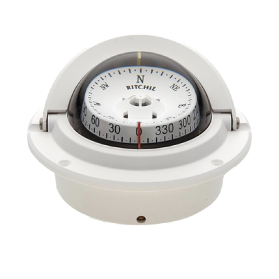 Brújula serie Voyager en color blanco, cuenta con iluminación nocturna color verde.