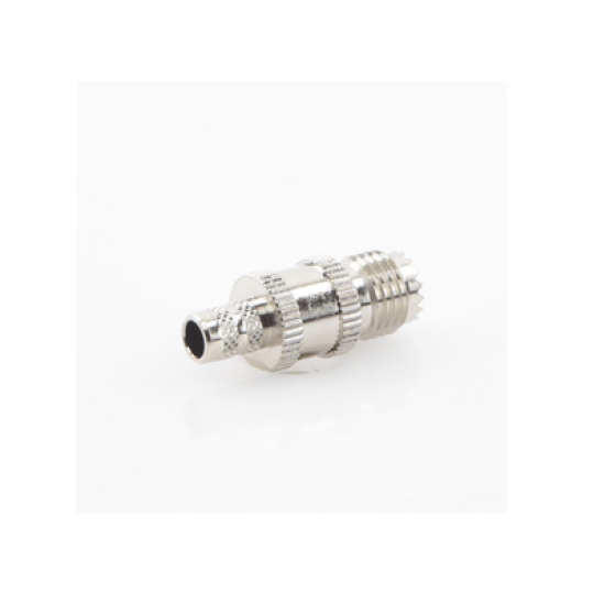 Conector Mini-UHF Hembra en Línea, de Anillo Plegable para Cable Coaxial RG-8/X, 9258, LMR-240, Níquel/ Plata/ Teflón.