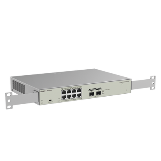 Switch Administrable PoE Capa 2 con 8 puertos Gigabit PoE 802.3af/at + 2 SFP para fibra 1Gb, gestión gratuita desde la nube, 125w