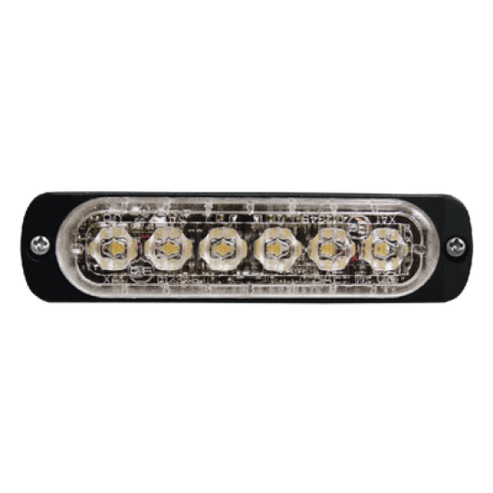 Luz Auxiliar de 6 LED, Roja, Bisel Negro, Lente Transparente