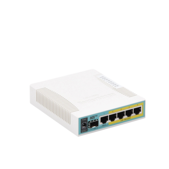 (hEX PoE) Routerboard 5 puertos Gigabit Ethernet PoE 802.3at, 1 Puerto USB