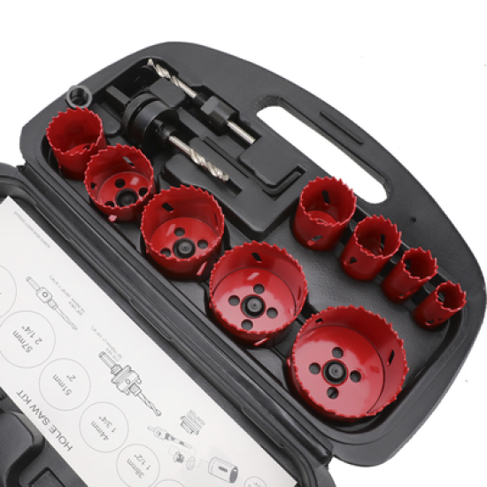 Juego de 13 Brocas Sierra Bimetálica con Adaptadores y Estuche. (3/4