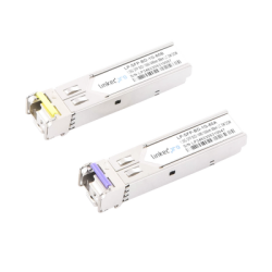 Transceptores Ópticos Bidireccionales SFP (Mini-Gbic) / Monomodo 1490 & 1550 nm / 1.25 Gbps / 1000BASE-BX / Conector LC/UPC Simplex / DDM / Hasta 80 km / 2 Piezas 