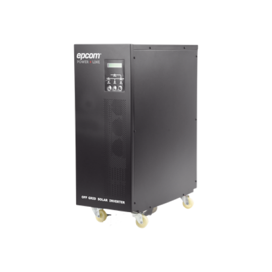 Inversor / Cargador para sistemas tipo isla de 192Vcc/120VCA de 5000W onda sinusoidal pura con controlador MPPT. Administre una fuente fotovoltaica, la red eléctrica y recargue su banco de baterías y su consumo sin problemas.