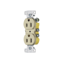 Contacto Duplex 15A 125V/ 2 Polos 3 Hilos / Cableado posterior y lateral / Nema 5-15R / Color Marfil.