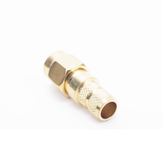 Conector SMA Macho Inverso de Anillo Plegable para Cables RG-8/X, LMR-240, 9258, Oro/ Oro/ Teflón.â€‹