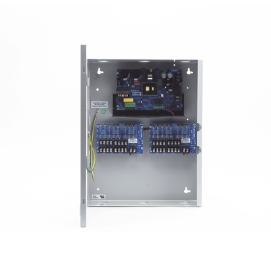 12 Vcc @ 10 A / Fuente tipo control / 16 salidas / capacidad de baterías de respaldo / Requiere batería.