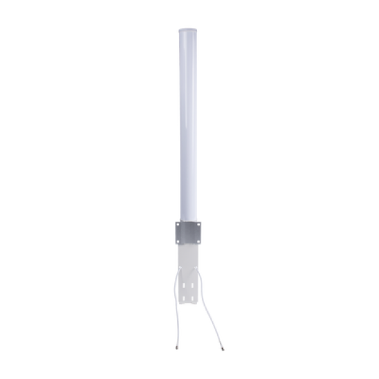 Antena Omnidireccional en 2.4 GHz, Rango de Frecuencias (2.3 - 2.5 GHz), Ganancia de 10 dBi, Doble Polaridad MIMO 2x2, Incluye Jumpers