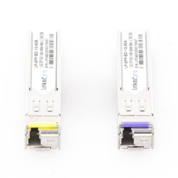 Transceptores Ópticos Bidireccionales SFP (Mini-Gbic) / Monomodo 1490 & 1550 nm / 1.25 Gbps / 1000BASE-BX / Conector LC/UPC Simplex / DDM / Hasta 80 km / 2 Piezas 