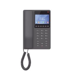Teléfono IP Hotelero con pantalla LCD a color, 2 líneas SIP con 2 cuentas, codec Opus, IPV4/IPV6, color negro, con gestión en la nube GDMS