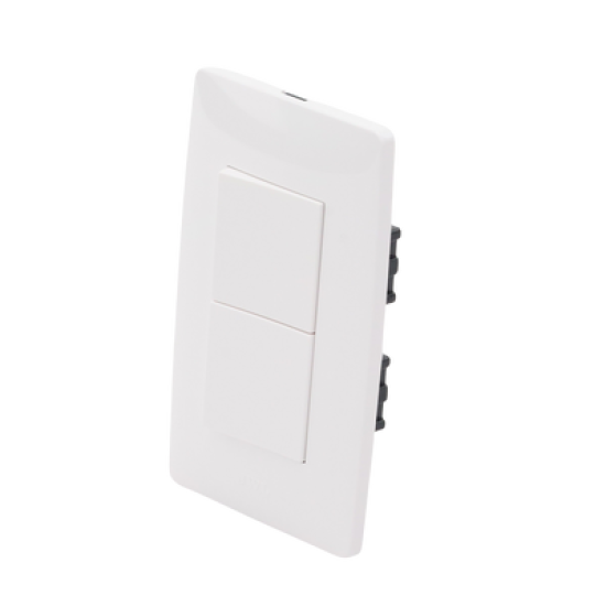 Apagador Escalera Doble de 10 A/ 127 V CA ~ 60 Hz / 1 1/2 Módulos / Color Blanco.