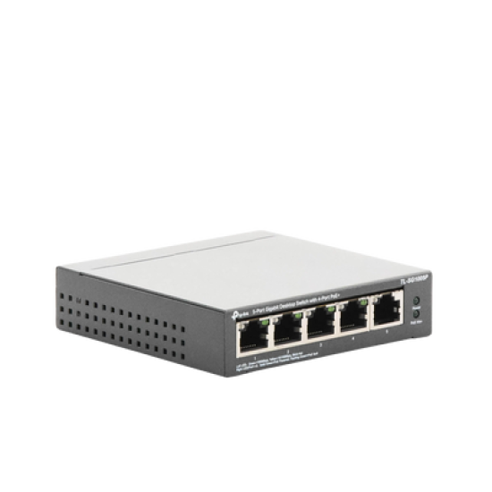 Switch Escritorio No Administrable de 5 puertos 10/100/1000 Mbps / Con 4 puertos PoE 802.3af/at de hasta 65 W / PoE Extendido hasta 250 metros