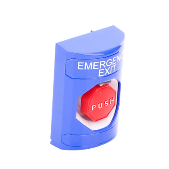 Botón De Salida De Emergencia Con Bocina De Advertencia Integrada, Interior/Exterior, Texto En Ingles, Tapa Protectora De Policarbonato Súper Resistente, Llave Para Restablecer