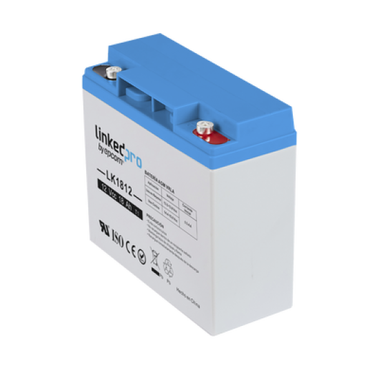 Batería 12 Vcc / 18 Ah / UL / Tecnología AGM-VRLA / Vida útil promedio de 5 años / Para uso en equipo electrónico, Alarmas de Intrusión / Incendio/ Control de acceso / Video Vigilancia / Terminales T1 .