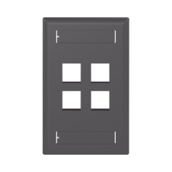 Placa de Pared Vertical, Salida Para 4 Puertos Keystone, Con Espacios Para Etiquetas, Color Negro