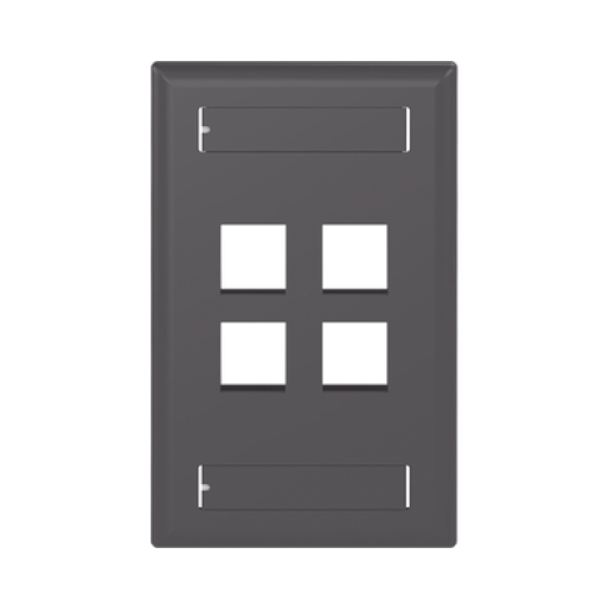 Placa de Pared Vertical, Salida Para 4 Puertos Keystone, Con Espacios Para Etiquetas, Color Negro