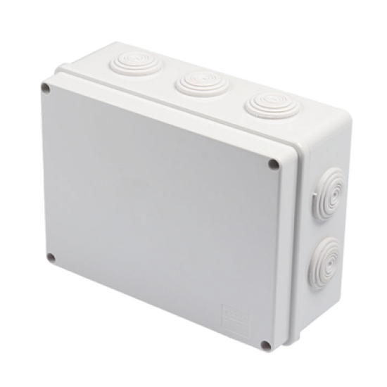 Caja Derivación-Conexión de Plástico (140 X 190 X 76 mm) con 10 Glándulas de Goma. Para Instalaciones Comerciales, Residenciales e Industriales. Incluye Tornillería para su Tapa. Funciona También como Registro.