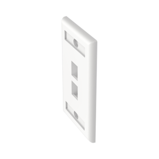 Placa de Pared Vertical, Salida Para 2 Puertos Keystone, Con Espacios Para Etiquetas, Color Blanco