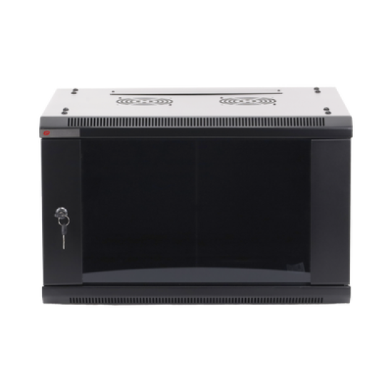 Gabinete PRECISION, Con Puerta de Cristal Templado, de 19in, 6UR, 450mm de Profundidad, Color Negro