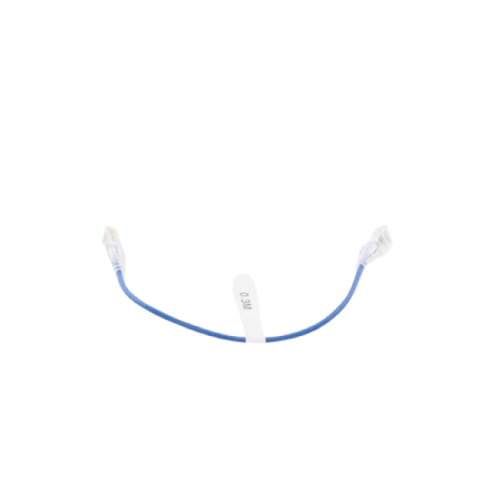 Cable de Parcheo Slim UTP Cat6 - 30 cm Azul Diámetro Reducido (28 AWG)
