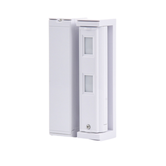 Sensor de Movimiento / Tipo Cortina / Ajuste de detección 2m o 5m / 100% Exterior / Inalambrico (Alimentación)/Compatible con cualquier panel de alarma / Proteja fachadas, puertas, ventanas, balcones y mas!