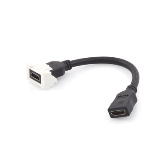 Adaptador HDMI con Pigtail Hembra-Hembra, Para vídeo 720, 1080p, 4K UHD Compatible con Faceplates MAX Siemon de 2 salidas, Color Blanco