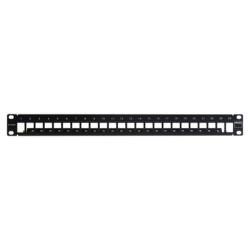 Patch Panel TERA-MAX Blindado de 24 Puertos, Modular (vacío), Plano, Color Negro, 1UR