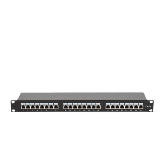 Panel de parcheo de impacto Blindado (STP) de 24 puertos Cat5e, 19in