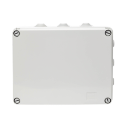 Caja de derivación de PVC Auto-extinguible con 12 entradas, tapa atornillada, 240x190x90 MM, Para Exterior (IP55)