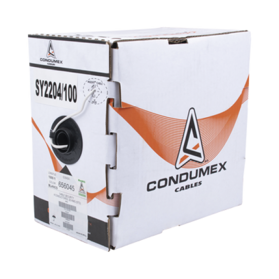 Bobina de 305 Metros / Cable de Cobre / 4 x 22 AWG / Tipo Alarmas UL / Para Interior / Color Blanco / Para Aplicaciones de Alarmas de Intrusión / interfonos / TV Porteros / y Multi-Propósito/  Hecho en México