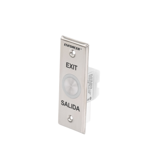 Botón de salida con aro iluminado color verde y rojo / IP65 / Buzzer / función toggle (enclavado) / Función temporizado / dos salidas de contacto NC/NO/ placa de acero inoxidable