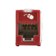 Jack UltraMAX Cat6A, UTP, Montaje híbrido en Placa de Pared (Plano y Angulado), Color Rojo, Punch Down