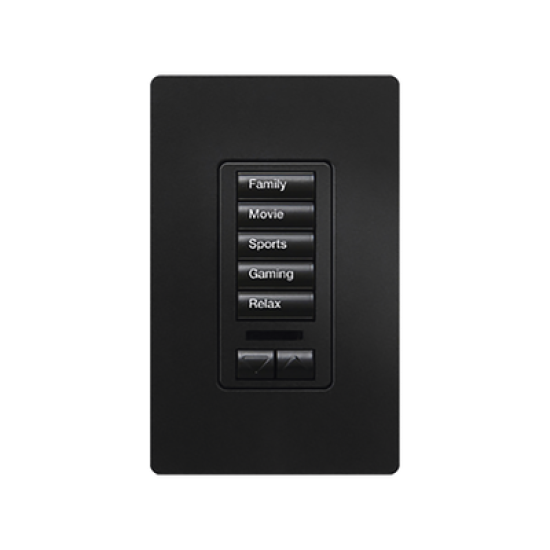 (RadioRA2) Teclado seetouch 5 botones, 2 botones subir/bajar, programe escenas diferentes en cada botón.