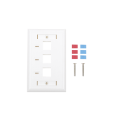 Placa de pared, de 3 puertos, Keystone, con espacio para etiqueta - Color Blanco