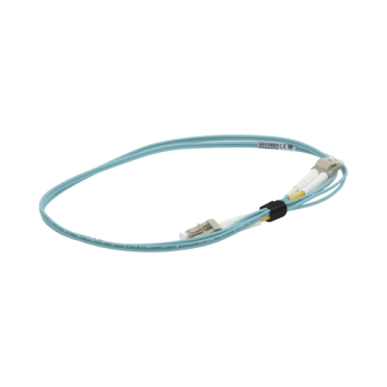 Jumper de Fibra Óptica Multimodo 50/125 OM3 XGLO, LC-LC Duplex, OFNR, Color Aqua, 1 Metro