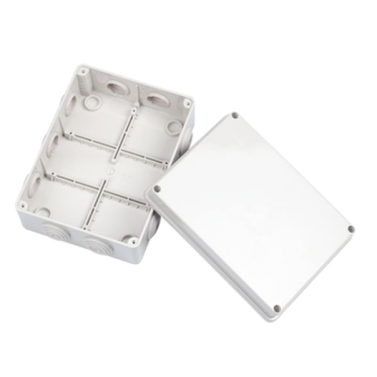 Caja Derivación-Conexión de Plástico (140 X 190 X 76 mm) con 10 Glándulas de Goma. Para Instalaciones Comerciales, Residenciales e Industriales. Incluye Tornillería para su Tapa. Funciona También como Registro.