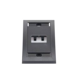 Placa de Pared Vertical Ejecutiva, Salida de 2 Puertos Mini-Com, Con Espacios Para Etiquetas, Color Negro