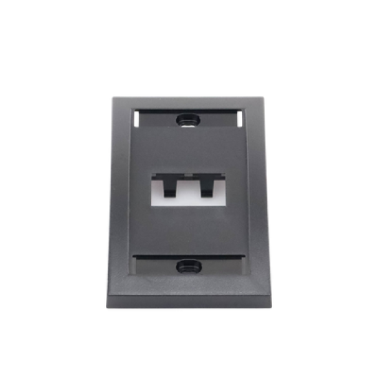 Placa de Pared Vertical Ejecutiva, Salida de 2 Puertos Mini-Com, Con Espacios Para Etiquetas, Color Negro