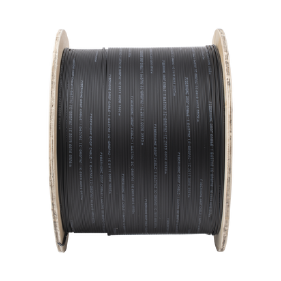 Carrete de 1 km de Fibra Óptica Drop, Interior/Exterior G.657A2 Monomodo de 1 hilo (unifibra), Dieléctrica, Forro Negro