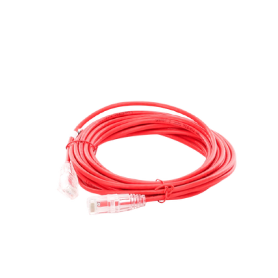 Cable de Parcheo Slim UTP Cat6A - 5 m Rojo, Diámetro Reducido (28 AWG