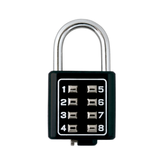 Candado Digital de Combinación M35 / No Requiere Llave / Combinación única integrada por 4 dígitos / Color Negro.