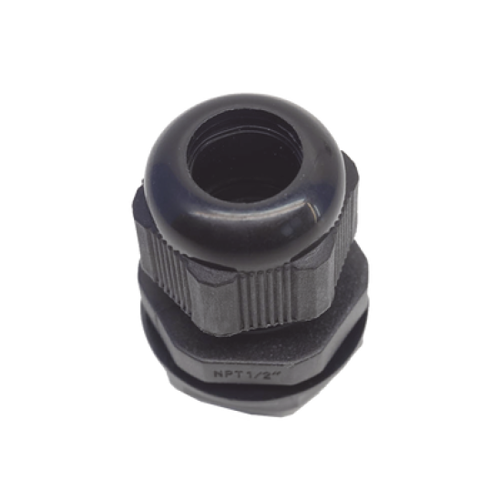 Conector Plástico Negro Tipo Glándula para Rosca NPT 1/2