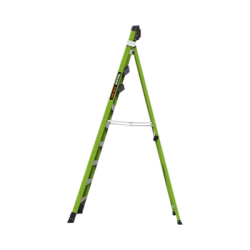 Escalera de 3.05 m Capacidad máxima de 170 Kg, inclinada, de fibra de vidrio con almohadilla de pared giratoria.